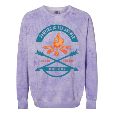 Camping Is The Answer Colorblast Crewneck Sweatshirt