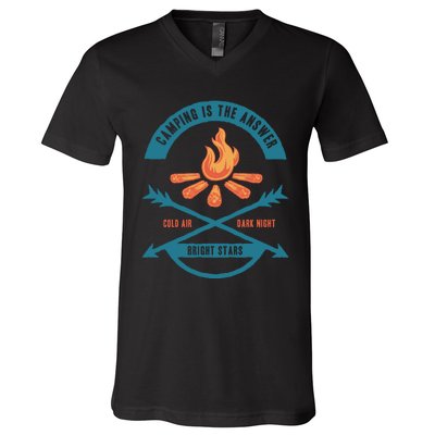 Camping Is The Answer V-Neck T-Shirt