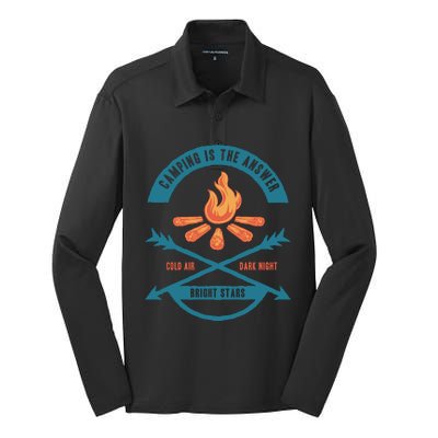 Camping Is The Answer Silk Touch Performance Long Sleeve Polo