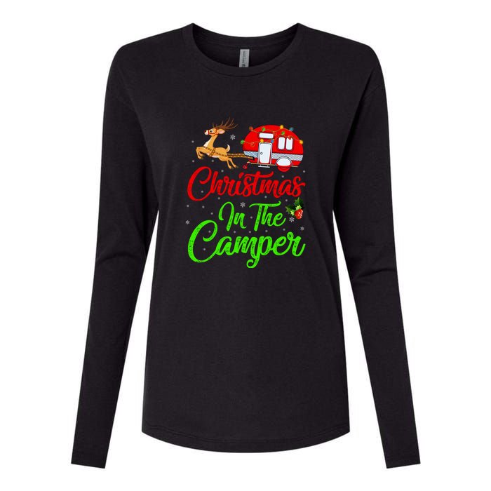 Christmas In The Camper Xmas Lighting Camping RV Christmas Gift Womens Cotton Relaxed Long Sleeve T-Shirt