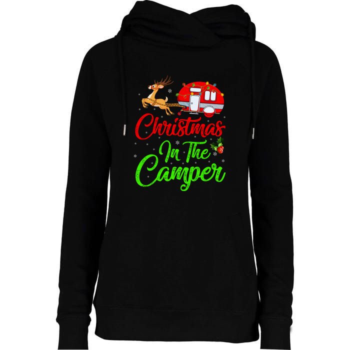 Christmas In The Camper Xmas Lighting Camping RV Christmas Gift Womens Funnel Neck Pullover Hood