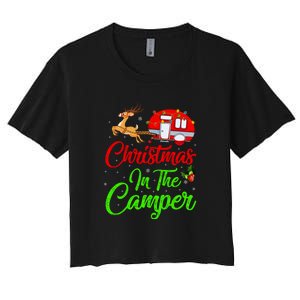 Christmas In The Camper Xmas Lighting Camping RV Christmas Gift Women's Crop Top Tee