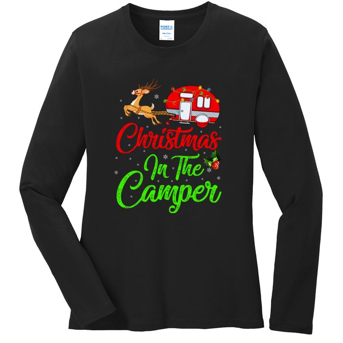 Christmas In The Camper Xmas Lighting Camping RV Christmas Gift Ladies Long Sleeve Shirt