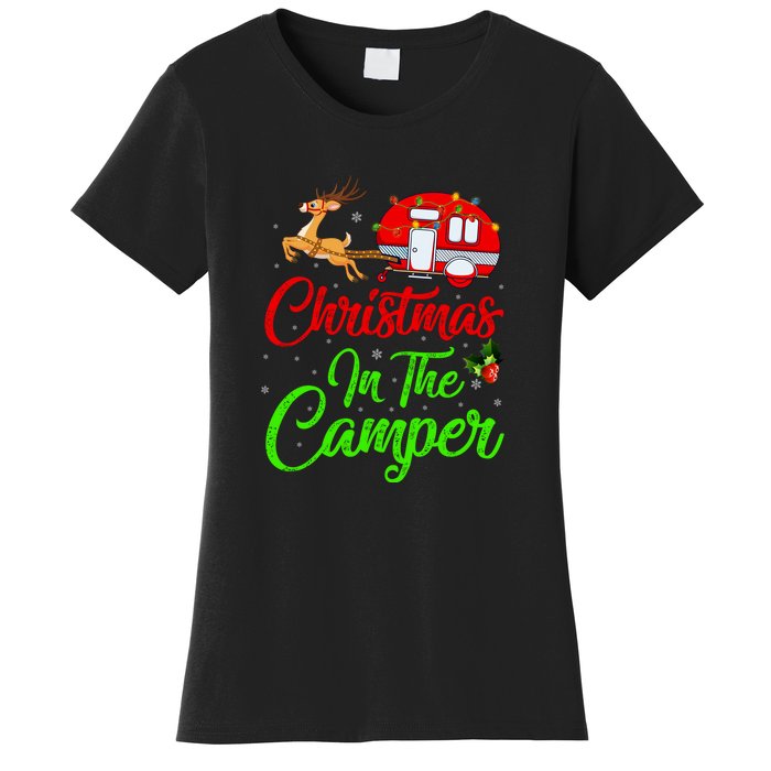 Christmas In The Camper Xmas Lighting Camping RV Christmas Gift Women's T-Shirt