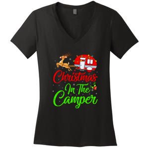 Christmas In The Camper Xmas Lighting Camping RV Christmas Gift Women's V-Neck T-Shirt