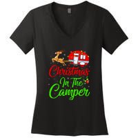 Christmas In The Camper Xmas Lighting Camping RV Christmas Gift Women's V-Neck T-Shirt