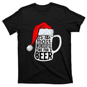 Christmas Its The Most Wonderful Time For A Beer Santa Xmas T-Shirt