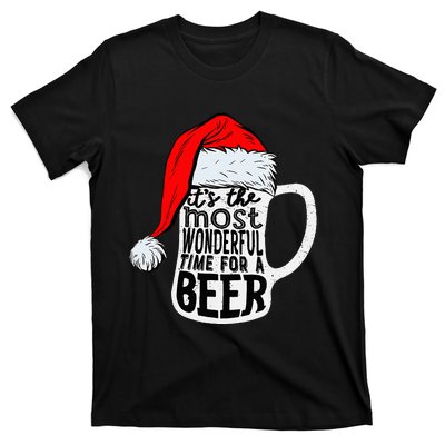 Christmas Its The Most Wonderful Time For A Beer Santa Xmas T-Shirt