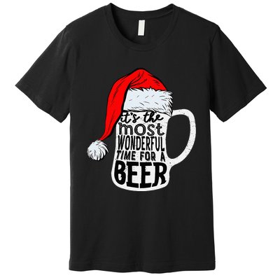 Christmas Its The Most Wonderful Time For A Beer Santa Xmas Premium T-Shirt