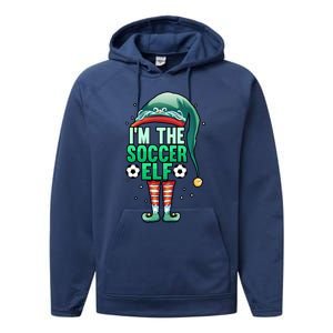 Christmas IM The Soccer Elf Football Goalie Goaltender Gift Performance Fleece Hoodie