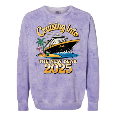 Cruising Into The New Year 2025 Family Cruise Holiday 2025 Colorblast Crewneck Sweatshirt