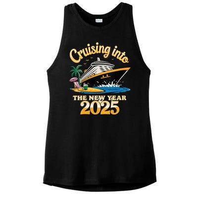 Cruising Into The New Year 2025 Family Cruise Holiday 2025 Ladies PosiCharge Tri-Blend Wicking Tank