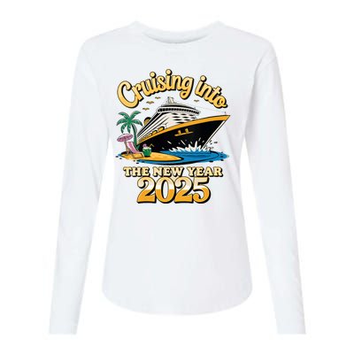 Cruising Into The New Year 2025 Family Cruise Holiday 2025 Womens Cotton Relaxed Long Sleeve T-Shirt