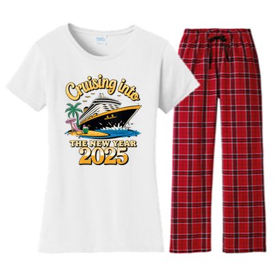 Cruising Into The New Year 2025 Family Cruise Holiday 2025 Women's Flannel Pajama Set