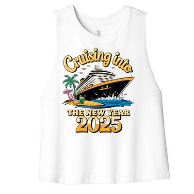 Cruising Into The New Year 2025 Family Cruise Holiday 2025 Women's Racerback Cropped Tank