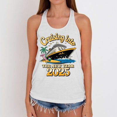 Cruising Into The New Year 2025 Family Cruise Holiday 2025 Women's Knotted Racerback Tank