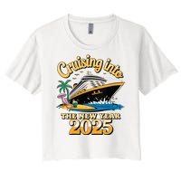 Cruising Into The New Year 2025 Family Cruise Holiday 2025 Women's Crop Top Tee