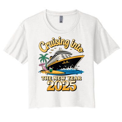 Cruising Into The New Year 2025 Family Cruise Holiday 2025 Women's Crop Top Tee