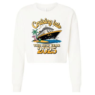 Cruising Into The New Year 2025 Family Cruise Holiday 2025 Cropped Pullover Crew