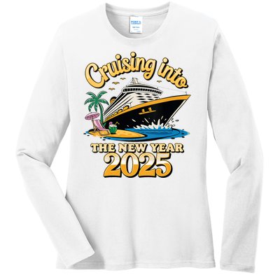 Cruising Into The New Year 2025 Family Cruise Holiday 2025 Ladies Long Sleeve Shirt