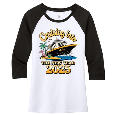 Cruising Into The New Year 2025 Family Cruise Holiday 2025 Women's Tri-Blend 3/4-Sleeve Raglan Shirt