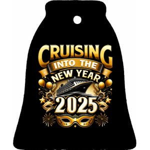 Cruising Into The New Year 2025 Family New Year Trip 2025 Ceramic Bell Ornament