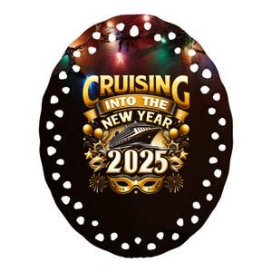 Cruising Into The New Year 2025 Family New Year Trip 2025 Ceramic Oval Ornament