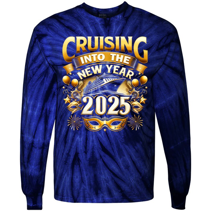 Cruising Into The New Year 2025 Family New Year Trip 2025 Tie-Dye Long Sleeve Shirt