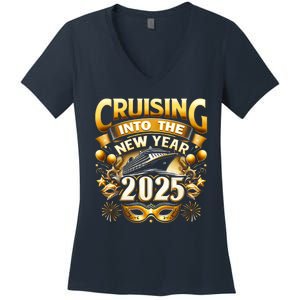 Cruising Into The New Year 2025 Family New Year Trip 2025 Women's V-Neck T-Shirt