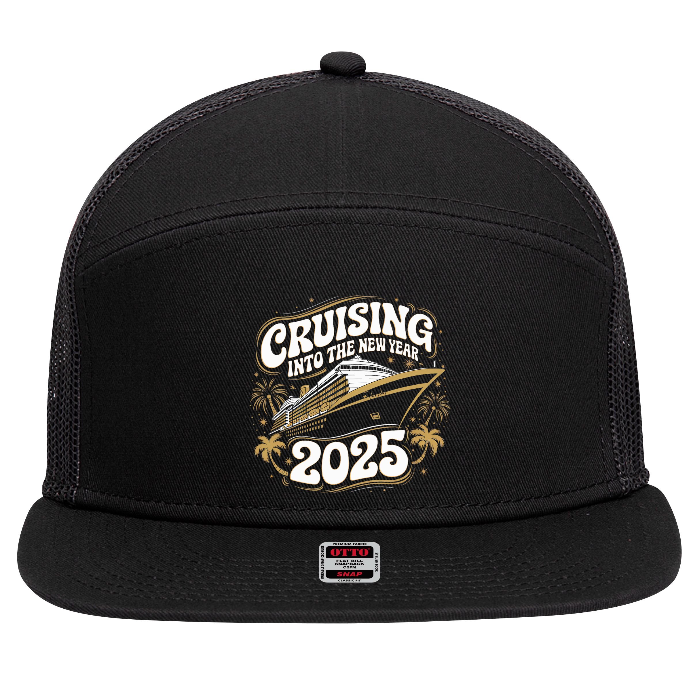 Cruising Into The New Year 2025 Family Matching Holiday Trip 7 Panel Mesh Trucker Snapback Hat