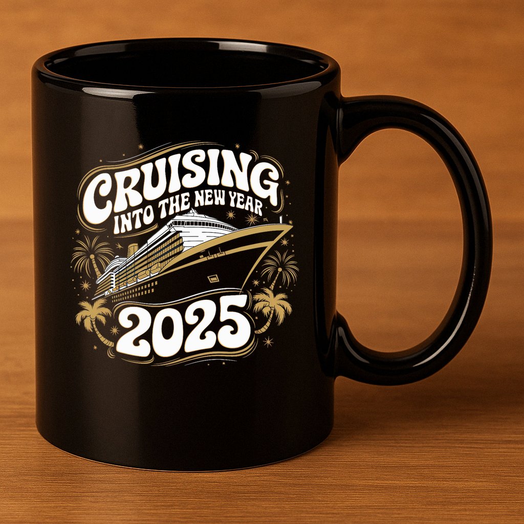 Cruising Into The New Year 2025 Family Matching Holiday Trip 11oz C Handle Ceramic Mug