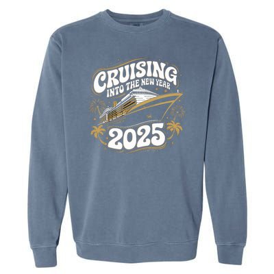 Cruising Into The New Year 2025 Family Matching Holiday Trip Garment-Dyed Sweatshirt