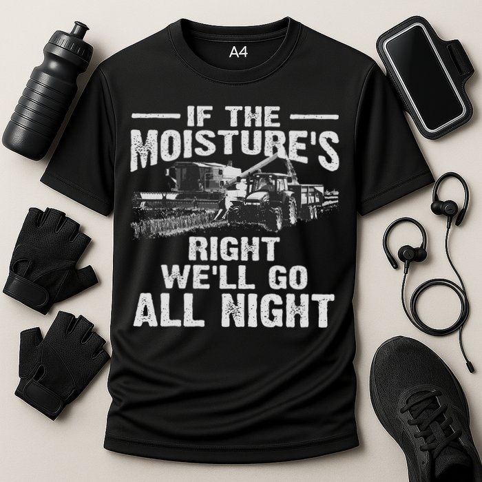 Cool If The Moisture's Right Farmer Gift Funny Farm Cooling Performance Crew T-Shirt