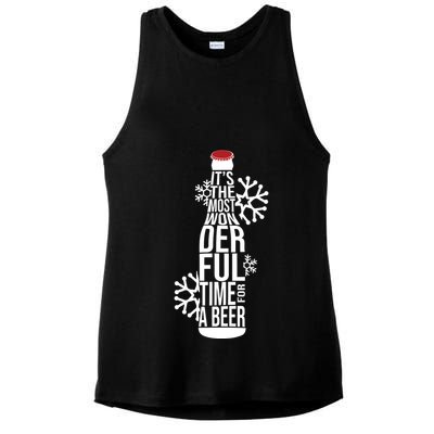 Christmas Its The Most Wonderful Time For A Beer Ladies PosiCharge Tri-Blend Wicking Tank