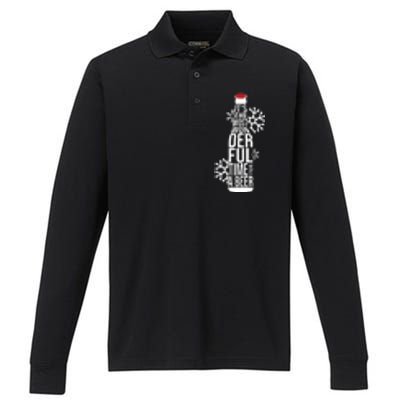 Christmas Its The Most Wonderful Time For A Beer Performance Long Sleeve Polo