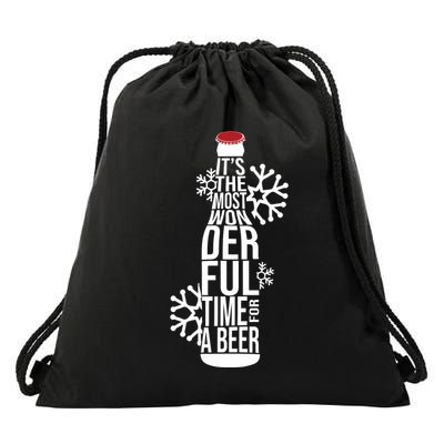 Christmas Its The Most Wonderful Time For A Beer Drawstring Bag