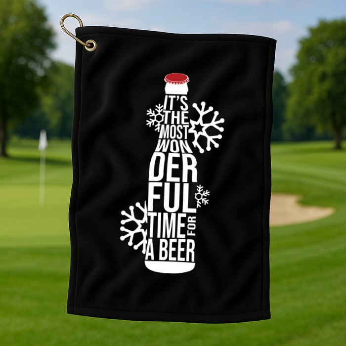 Christmas Its The Most Wonderful Time For A Beer Golf Towel