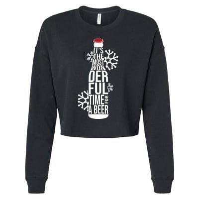 Christmas Its The Most Wonderful Time For A Beer Cropped Pullover Crew