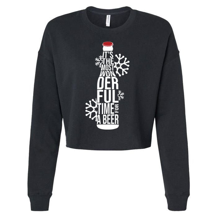 Christmas Its The Most Wonderful Time For A Beer Cropped Pullover Crew