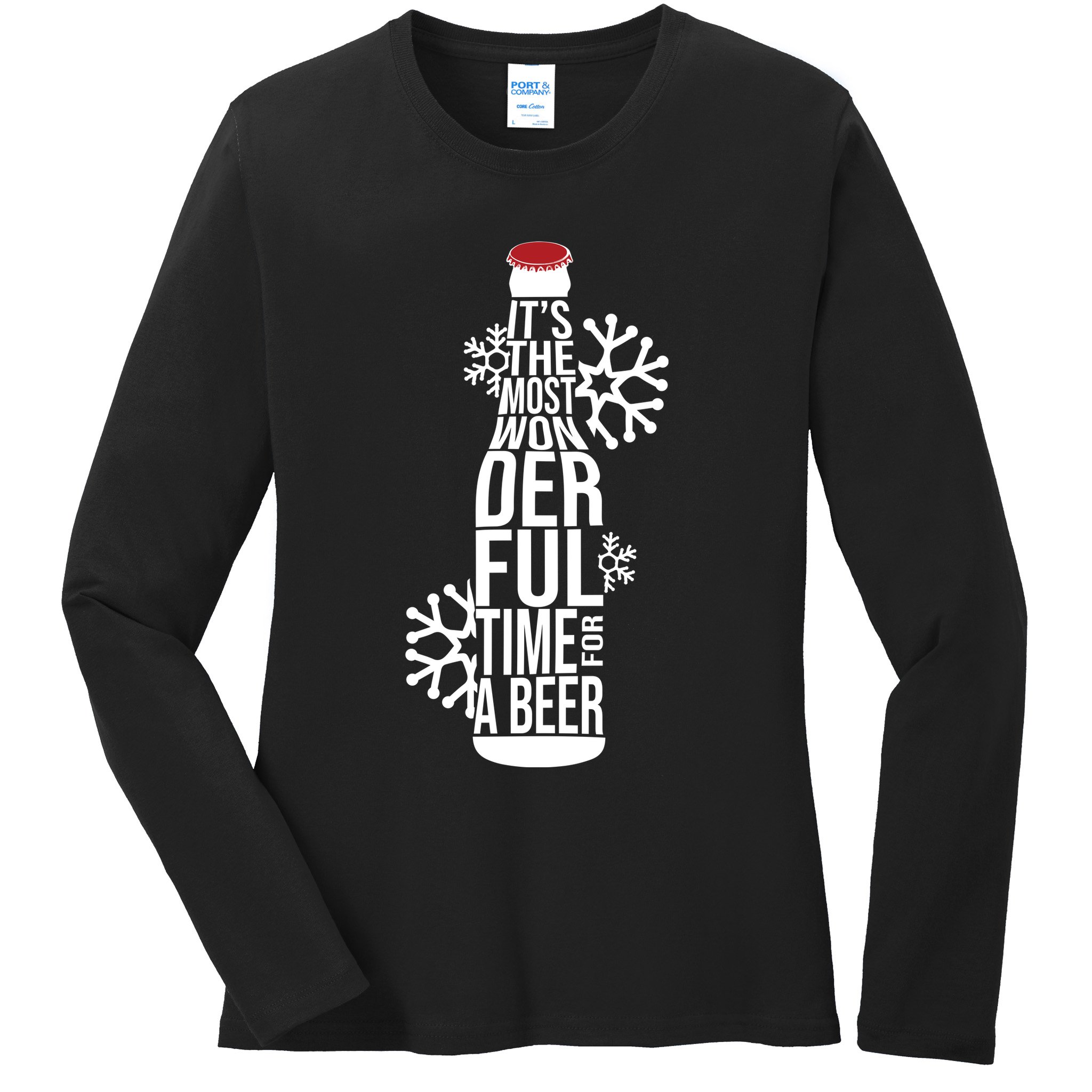 Christmas Its The Most Wonderful Time For A Beer Ladies Long Sleeve Shirt