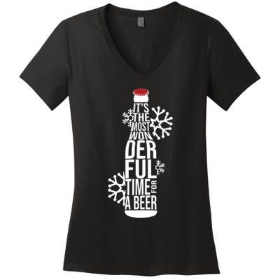 Christmas Its The Most Wonderful Time For A Beer Women's V-Neck T-Shirt