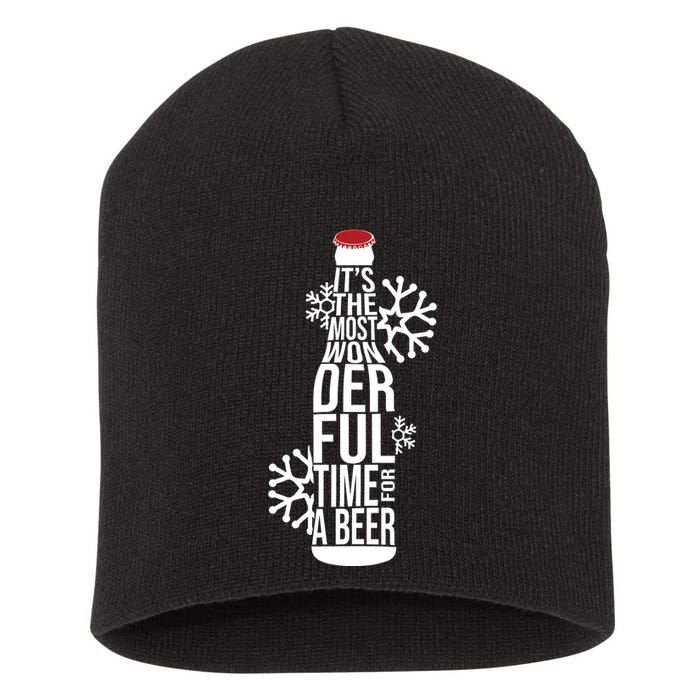 Christmas Its The Most Wonderful Time For A Beer Short Acrylic Beanie