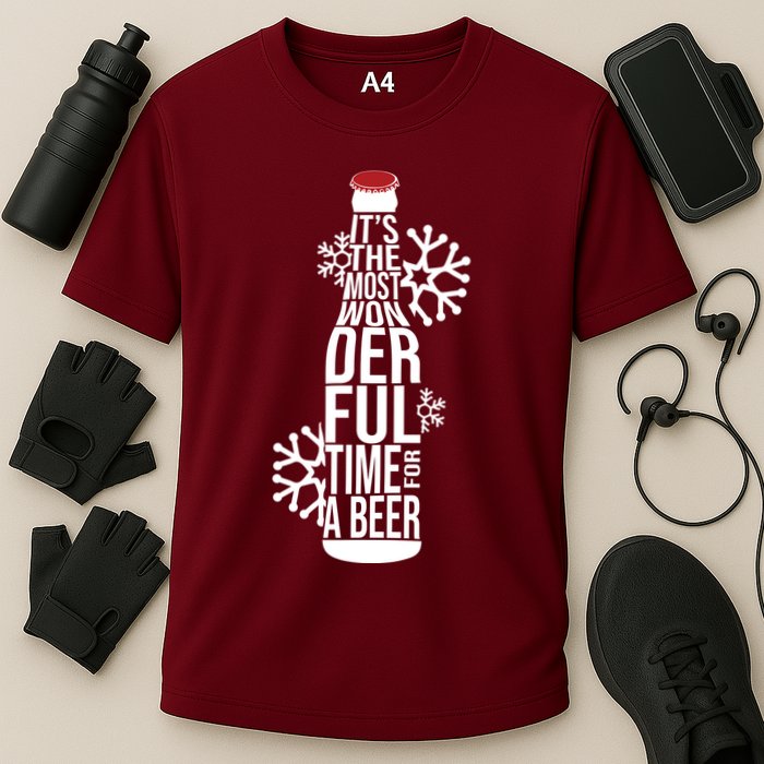 Christmas Its The Most Wonderful Time For A Beer Performance Shirt