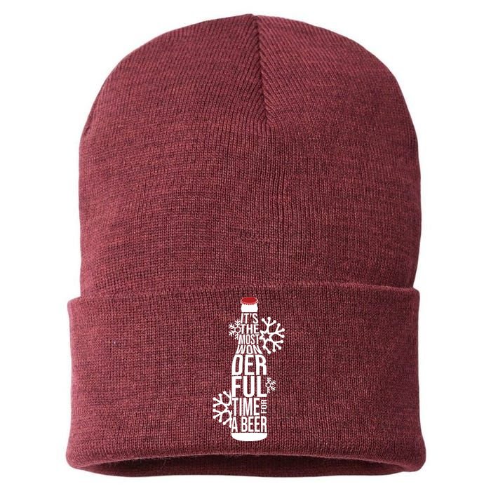 Christmas Its The Most Wonderful Time For A Beer Sustainable Knit Beanie