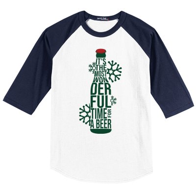 Christmas Its The Most Wonderful Time For A Beer Baseball Sleeve Shirt