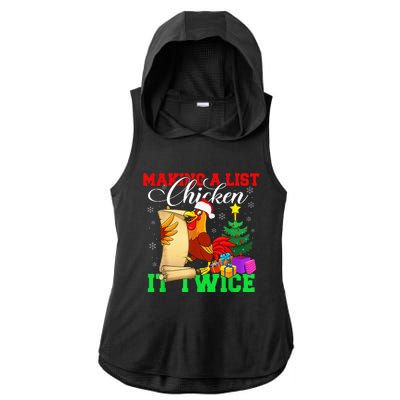 Chicken It Twice Funny Chicken Christmas Ugly Xmas Sweater Ladies PosiCharge Tri-Blend Wicking Draft Hoodie Tank