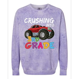 Crushing Into Third Grade Monster Truck Cute 3Rd Grade Gift Colorblast Crewneck Sweatshirt