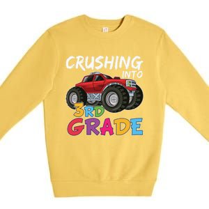 Crushing Into Third Grade Monster Truck Cute 3Rd Grade Gift Premium Crewneck Sweatshirt