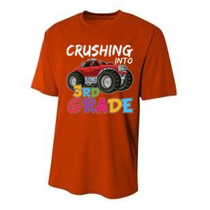 Crushing Into Third Grade Monster Truck Cute 3Rd Grade Gift Performance Sprint T-Shirt