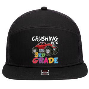 Crushing Into Third Grade Monster Truck Cute 3Rd Grade Gift 7 Panel Mesh Trucker Snapback Hat